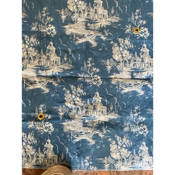 Schumacher Sur La Rive Fabric Swatch Blue & White 25 x 25 Inch sample. READ - Picture 5 of 5